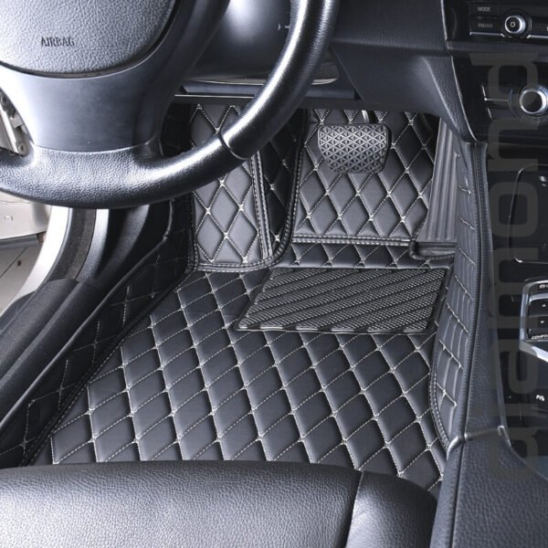 Black And Beige Diamond Car Mats 5 1